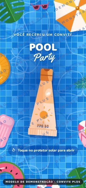 Convite digital interativo Pool Party para Eventos