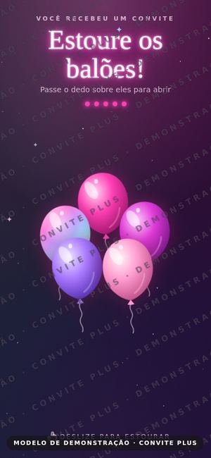 Convite digital interativo Festa Neon para Aniversário
